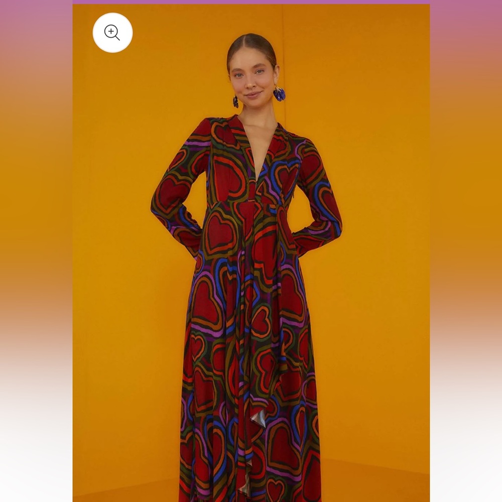 FARM Rio Wild Hearts Dress Long Sleeve Maxi Dress